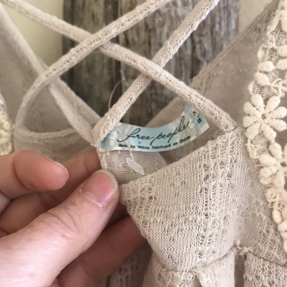 FREE PEOPLE NWT beige babydoll ballet top - Picture 5 of 8